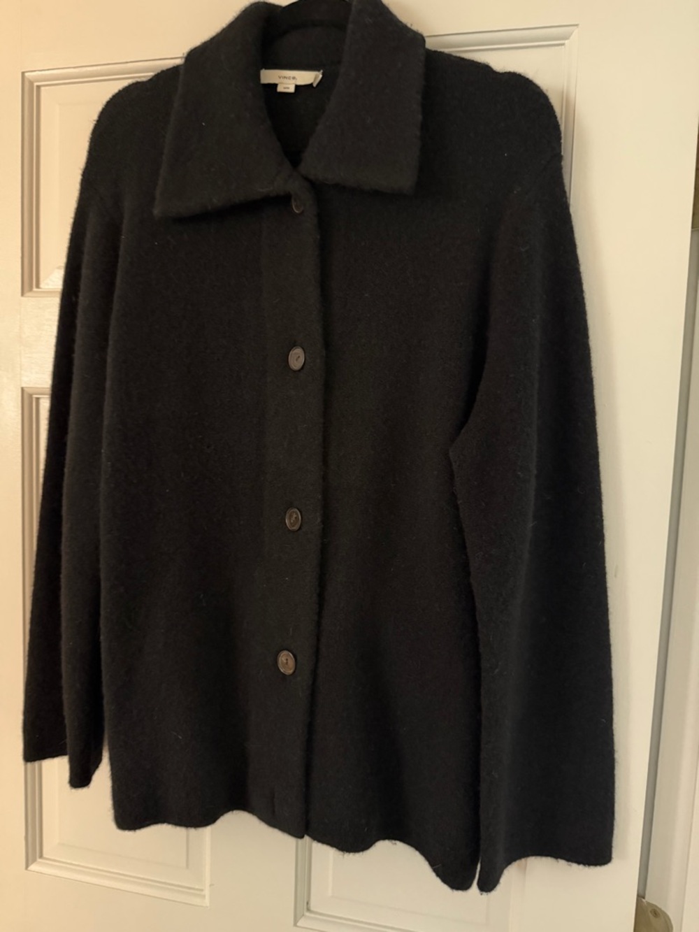 Vince Button-Front Wool Sweater Jacket